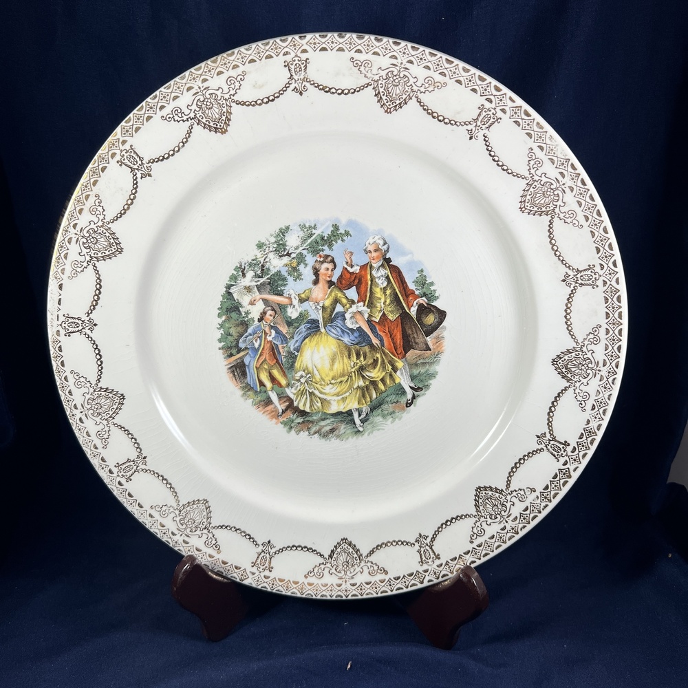 Stetson Decorative Plate White Gold Rococo Couple Dancing Vintage Collectible